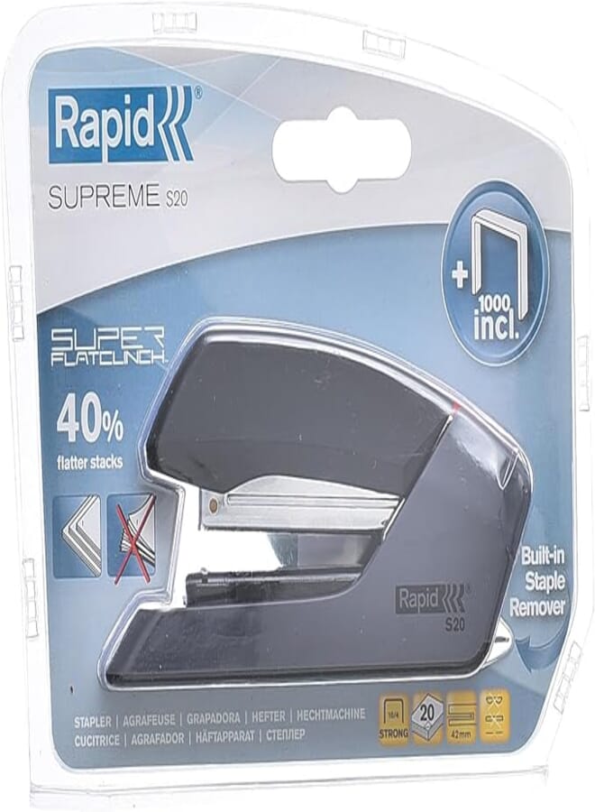 Rapid 24141711-721-722-720 S20 Office Stapler with 20 Sheets Capacity Ensuring Long-Term Reliability And Performance In Any Office Environment